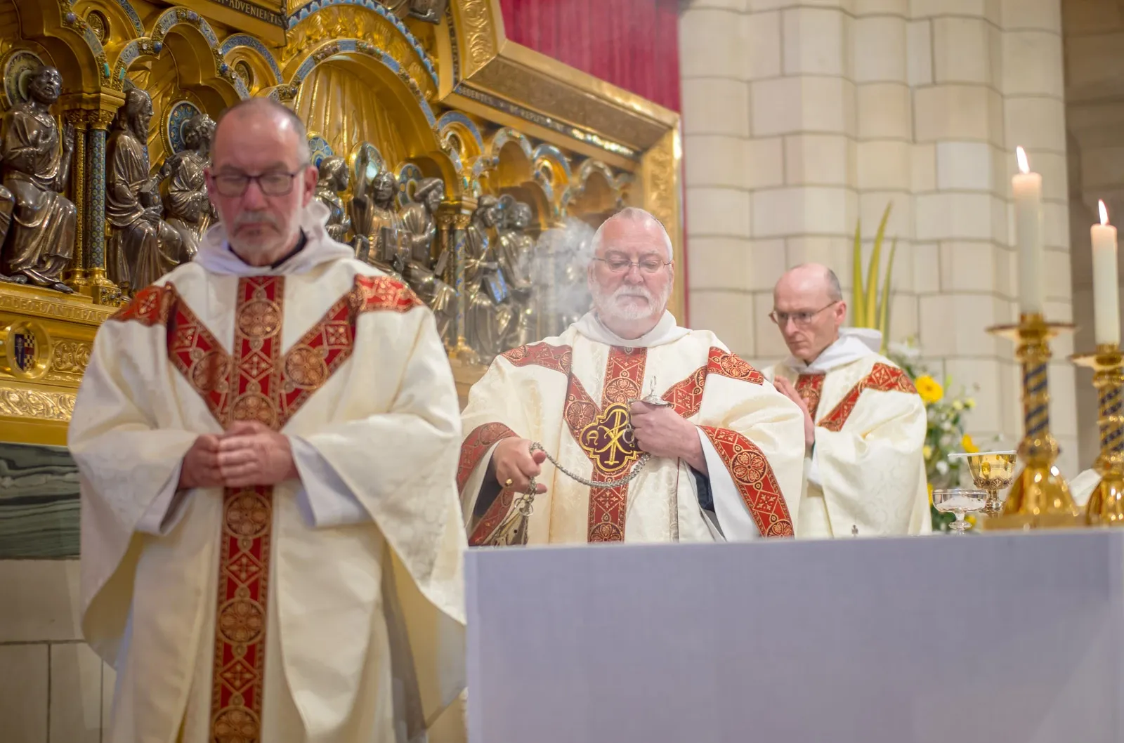 Photograph of the Abbot of Buckfast Abbey incensing the altar