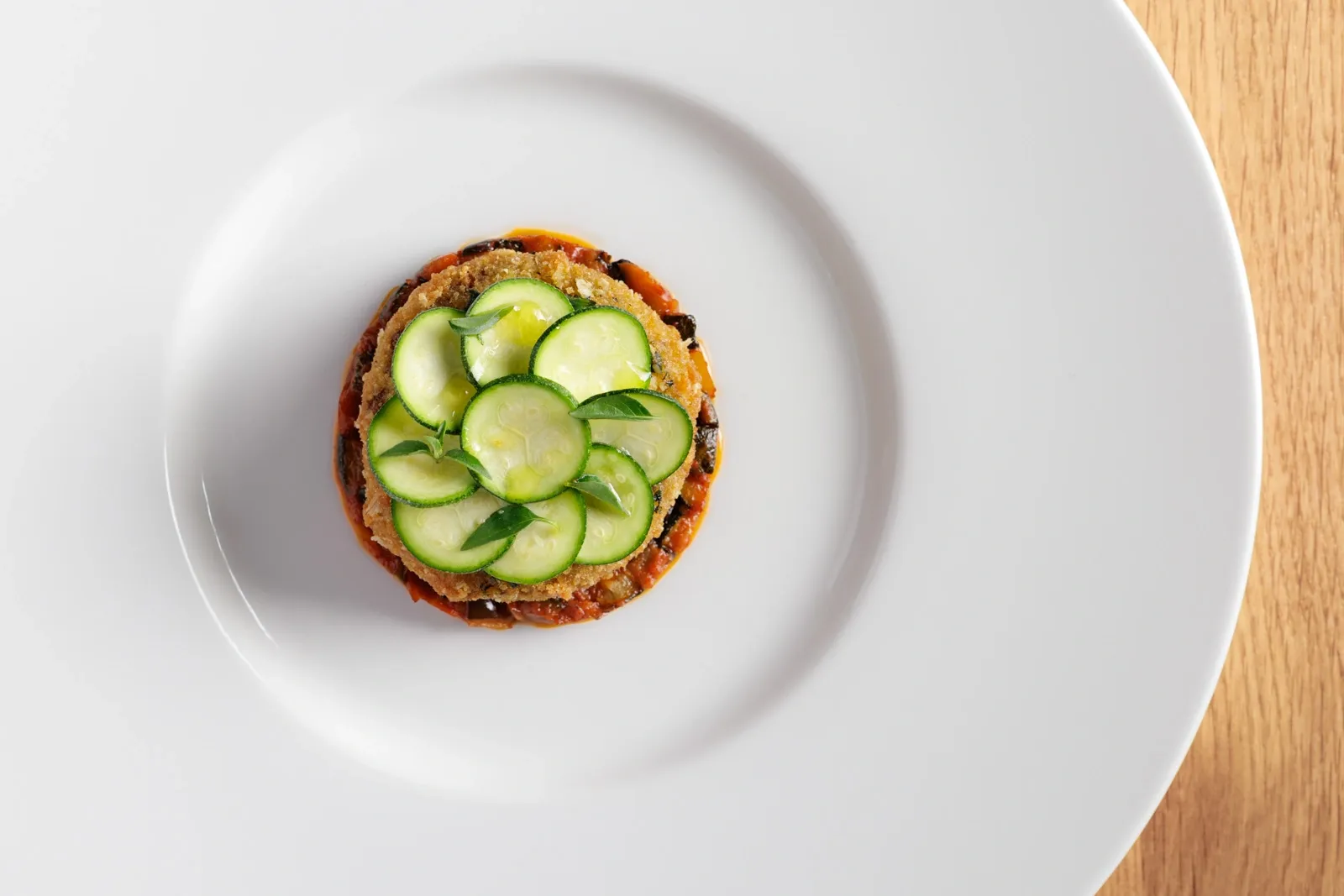 Braised lamb croquette and ratatoulle, by Harrison Brockington at Gather