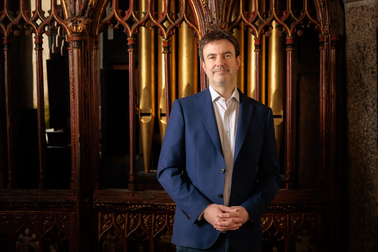 A portrait photograph of Matthew Martin, organist and composer
