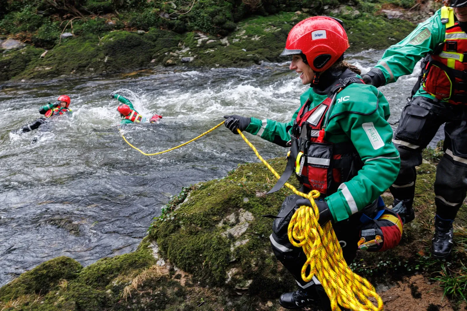 SWASFT Hazardous Area Response Team water rescue training on the River Dart